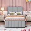 A child's bedroom with a bed, nightstands, and decorative elements. Produktbild-Vorschau