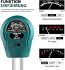 A product image showing a soil moisture meter with diagrams illustrating its functions. Produktbild-Vorschau