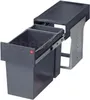 A pull-out kitchen trash bin system with two compartments, shown extended from a cabinet. Podgląd zdjęcia produktu