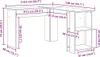 A diagram of an L-shaped desk with dimensions indicated. Náhled obrázku produktu