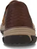 The back view of a brown and tan men's slip-on shoe. Voir les images du produit