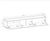 A technical drawing of a TV cabinet with dimensions indicated. Náhled obrázku produktu