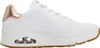 A side view of a white Skechers Uno sneaker with rose gold accents. Náhled obrázku produktu
