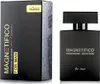 A black perfume box and bottle are displayed side-by-side on a white background. Anteprima dell’immagine prodotto