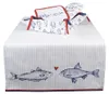 Clayre & Eef Panier à pain 35x35x8 cm Blanc Bleu Coton Voir les images du produit 4