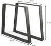 Two black trapezoidal table legs are shown against a white background with dimensions indicated by text and arrows. Náhľad obrázku produktu