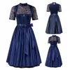 Dirndl Kleid Damen Lang, Trachtenkleid mit Schürze und Produktbild-Vorschau 2