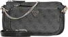 A close-up studio shot of a black and gray Guess handbag with a repeating logo pattern. Anteprima dell’immagine prodotto