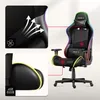 A gaming chair with RGB lighting and close-up insets highlighting features. Náhľad obrázku produktu
