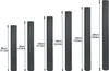 A size chart showing different heights of rolled-up privacy screens. Náhľad obrázku produktu