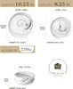 A collage of product images showing different sizes of plates and a bowl, along with dimensions and capacity information, and a brand logo. Náhled obrázku produktu