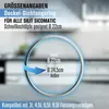 A diagram showing the dimensions of a sealing ring for a pressure cooker, with kitchen background. Produktbild-Vorschau