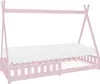 A pink tipi-style children's bed with a mattress and slatted base, shown from a side angle against a white background. Produktbild-Vorschau