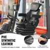 Close-up of a forklift seat with descriptive text and inset images highlighting material. Náhľad obrázku produktu