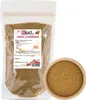 A bag of sugar with cinnamon next to a wooden bowl filled with the same product. Podgląd zdjęcia produktu