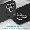 Close-up of decorative camera lens protectors for a smartphone, with some text overlay. Produktbild-Vorschau