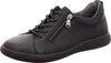 A black leather sneaker with a zipper and laces is shown from the side against a white background. Produktbild-Vorschau
