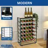 A metal wine rack filled with wine bottles, with informational callouts on the left side. Anteprima dell’immagine prodotto