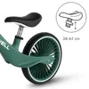 Close-up of the rear wheel and seat of a green balance bike. Voir les images du produit