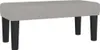 A studio shot of a light gray upholstered bench with black legs against a white background. Produktbild-Vorschau
