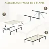 Diagram showing the assembly steps for a bed frame. Voir les images du produit
