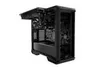 A black computer tower case with the side panel open, revealing internal components. Voir les images du produit