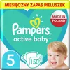 A package of Pampers active baby diapers with a baby's face on it. Podgląd zdjęcia produktu