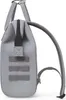 A side view of a gray backpack on a white background. Produktbild-Vorschau