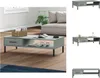 vidaXL Couchtisch OSLO mit Metallbeinen Grau Massivholz Produktbild-Vorschau 1