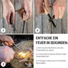 A collage of images demonstrating how to use a fire starter kit. Produktbild-Vorschau