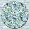 Wanduhr aus Glas Rund fi 30 Blaue Grüne Blätter Quarz Deko Produktbild-Vorschau 1