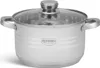 A stainless steel pot with a glass lid and handles, presented on a white background. Náhled obrázku produktu