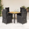 5-tlg. Garten-Essgruppe mit Kissen Schwarz Poly Rattan Produktbild-Vorschau 2