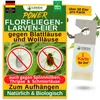 A marketing image for Green Guardia Florfliegenlarven, showing the product packaging and information about its use against pests. Produktbild-Vorschau