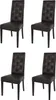 Four brown upholstered dining chairs are arranged in a grid against a white background.