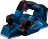 A blue and black cordless planer with a black depth adjustment knob and a red dust port. Podgląd zdjęcia produktu