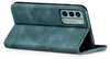 A teal flip case for a smartphone is shown from a side angle, standing upright. Produktbild-Vorschau