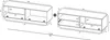 Diagram showing two TV cabinets being combined, with dimensions indicated. Produktbild-Vorschau