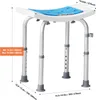 A shower stool with dimensions indicated by text overlays. Podgląd zdjęcia produktu