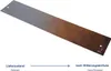 A metal strip showing the transition from its delivery state to its weathered state. Podgląd zdjęcia produktu