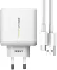 A white OPPO SuperVOOC fast charger and USB-C cable are shown against a white background. Produktbild-Vorschau