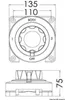 Technical drawing of a battery selector switch with dimensions. Produktbild-Vorschau