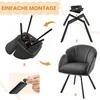 An illustration showing the steps to assemble a chair, with a final image of the assembled chair. Produktbild-Vorschau