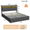 Lit coffre 140x190 cm gris avec LED, ports USB, sommier à Voir les images du produit 9