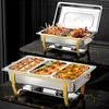 Warmounts Rechteckige Gold Chafing Dishes Buffet Set 2er, Produktbild-Vorschau 2