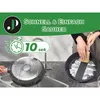A person is cleaning a frying pan in a sink, while another pan is being rinsed under a faucet. A timer graphic indicates 10 seconds. Anteprima dell’immagine prodotto