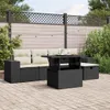 vidaXL 6-tlg. Garten-Sofagarnitur mit Kissen Schwarz Poly Produktbild-Vorschau 2