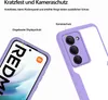 Close-up views of a phone case, highlighting its protective features for the screen and camera. Produktbild-Vorschau