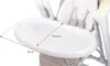 Close-up view of a white tray on a high chair, with dimensions indicated. Produktbild-Vorschau
