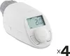 A white radiator thermostat head with a digital display and a dial. Produktbild-Vorschau